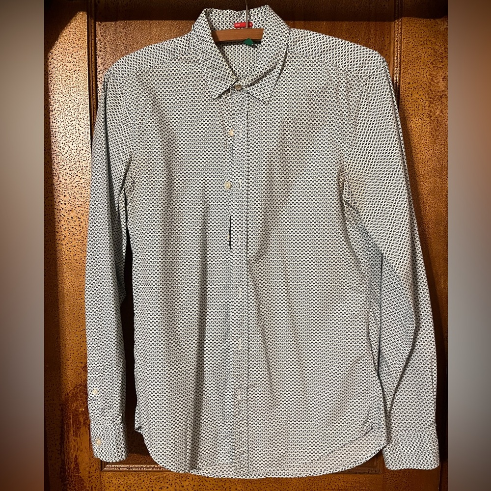 Teal Geometric Pattern Button Up Shirt